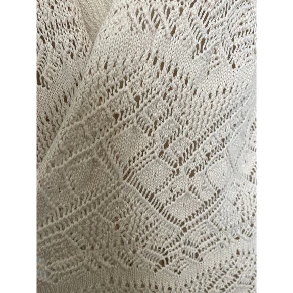 Crochet Fringe Vest Tan Neutral Medium - Picture 4 of 8